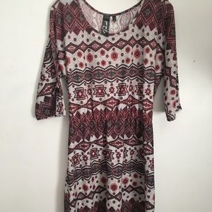 Trixxi Aztec Print Dress in Red and White, size XL